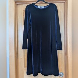 Velvet Long Sleeve Dress - Navy